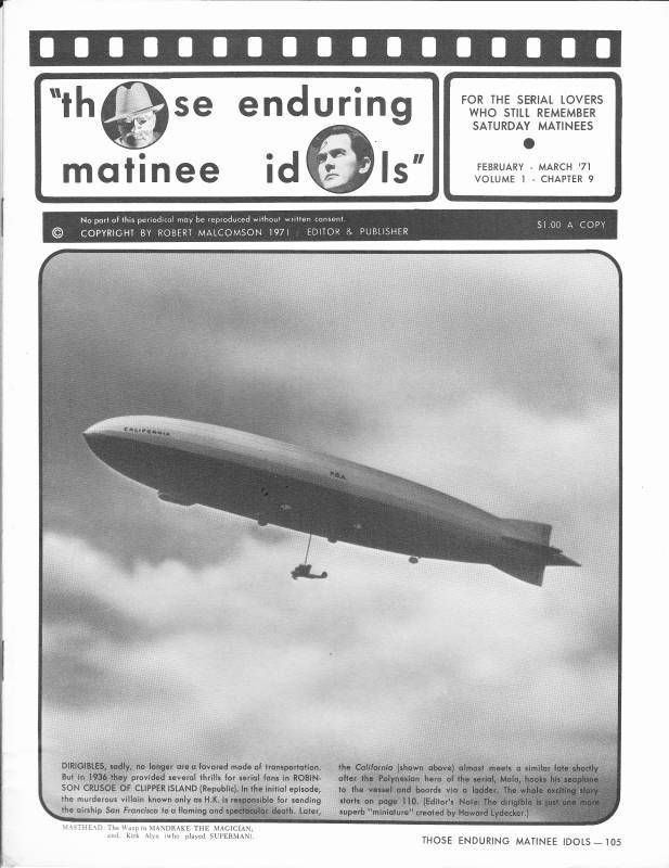 THOSE ENDURING MATINEE IDOLS magazine side cover Issue 9 February/March 1971