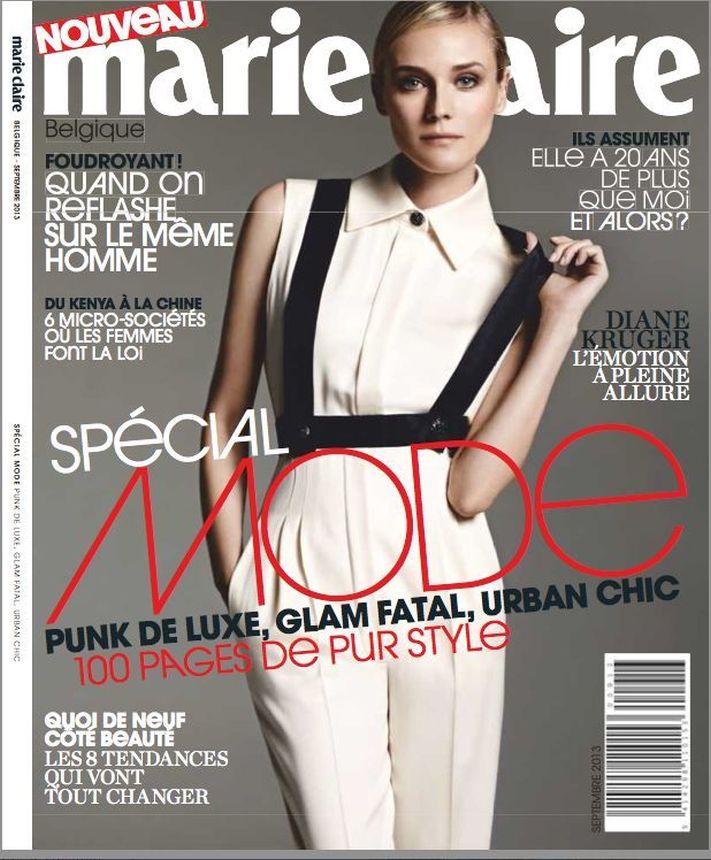 MARIE CLAIRE BELGIUM magazine side cover  September 2013