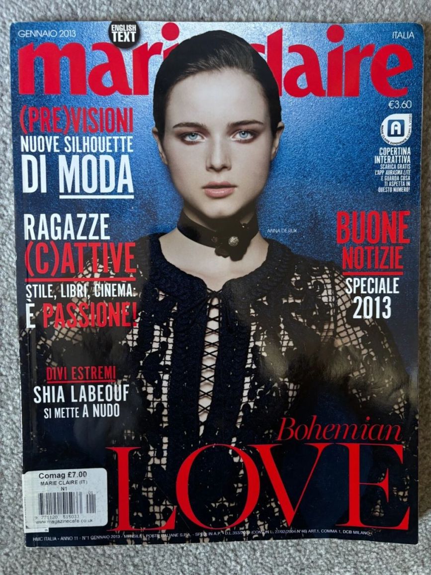MARIE CLAIRE ITALY magazine side cover  January 2013