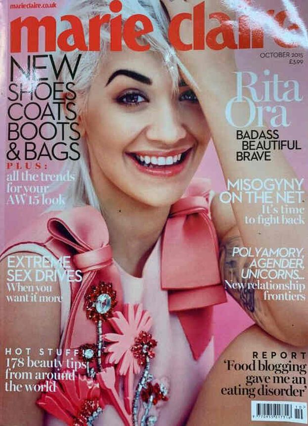MARIE CLAIRE UK magazine side cover  October 2015