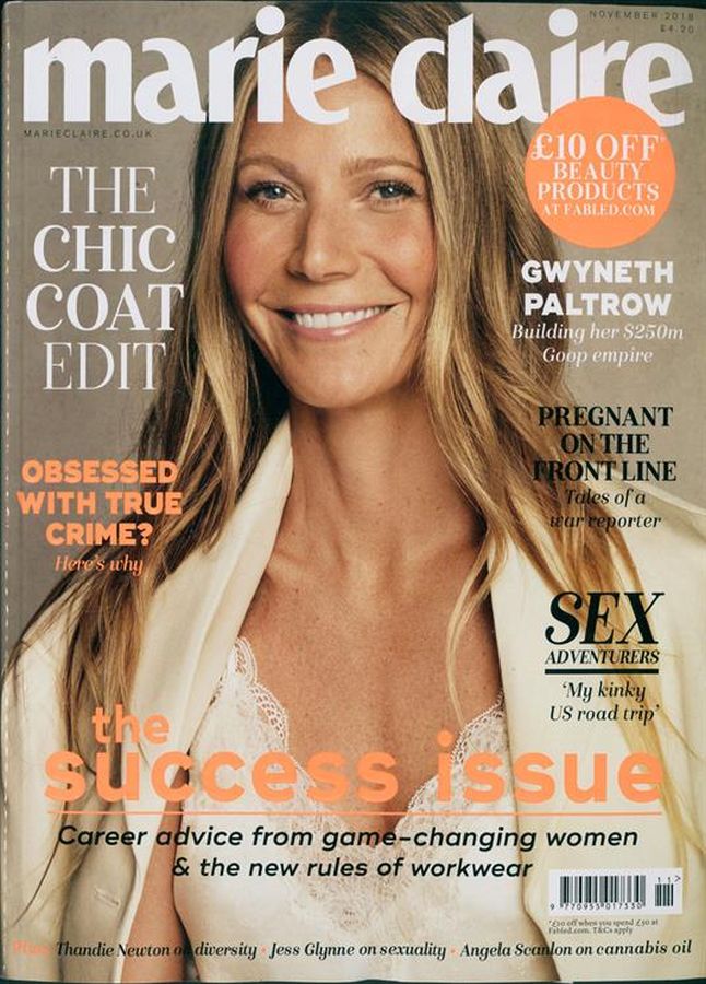 MARIE CLAIRE UK magazine side cover  November 2018