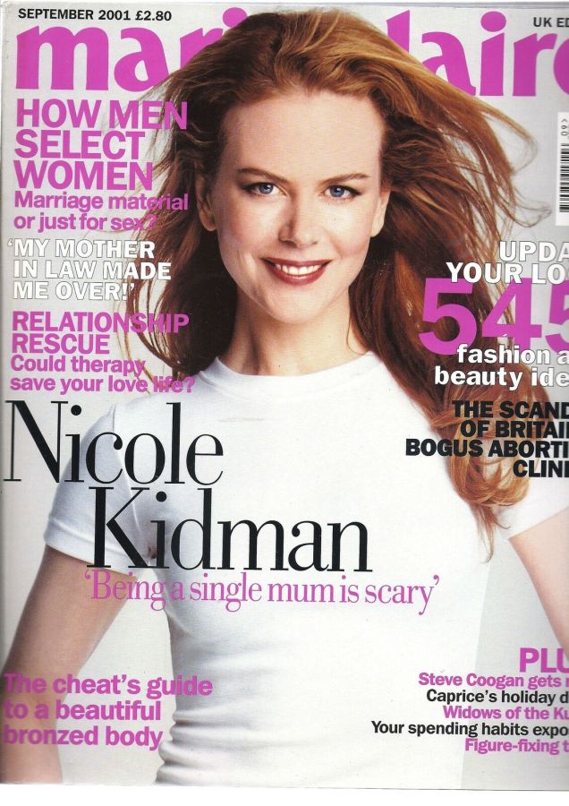 MARIE CLAIRE UK magazine side cover  September 2001