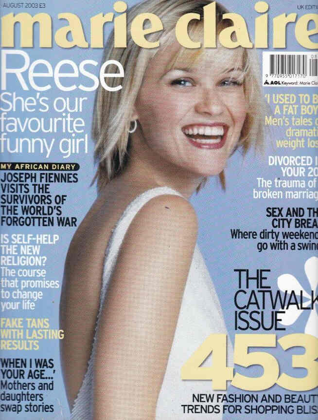 MARIE CLAIRE UK magazine side cover  August 2003