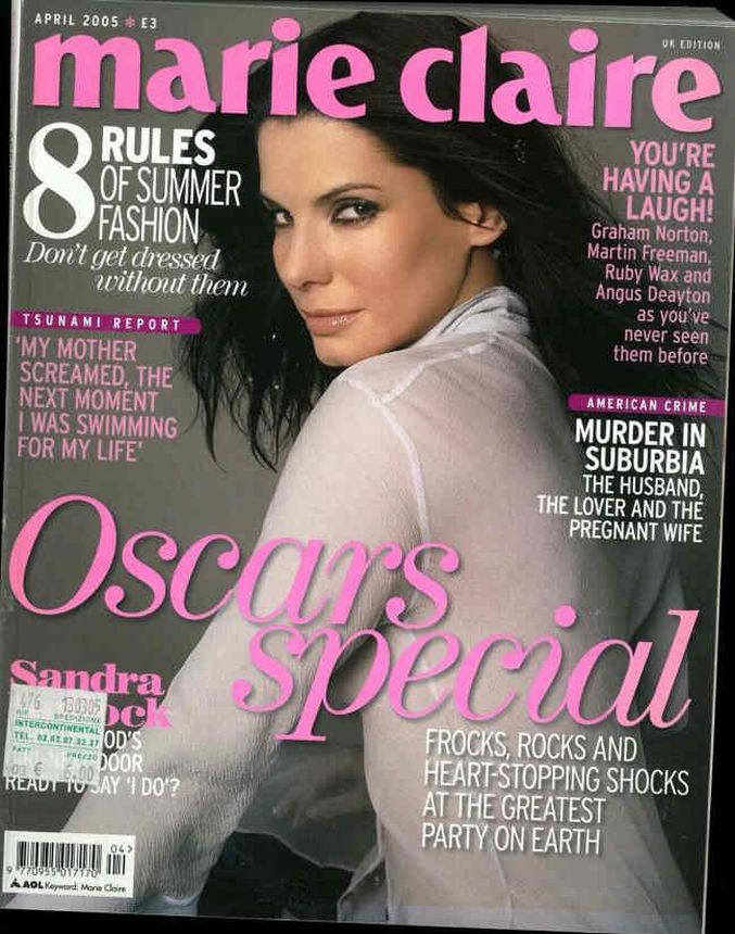 MARIE CLAIRE UK magazine side cover  April 2005