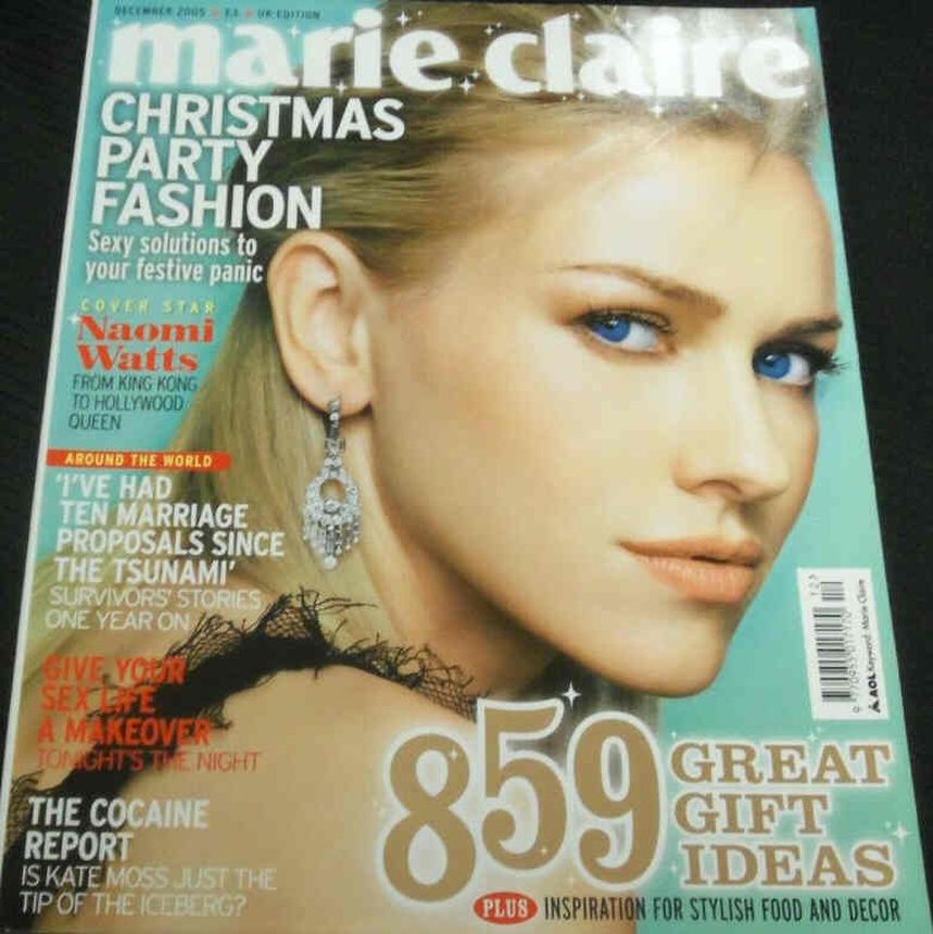 MARIE CLAIRE UK magazine side cover  December 2005