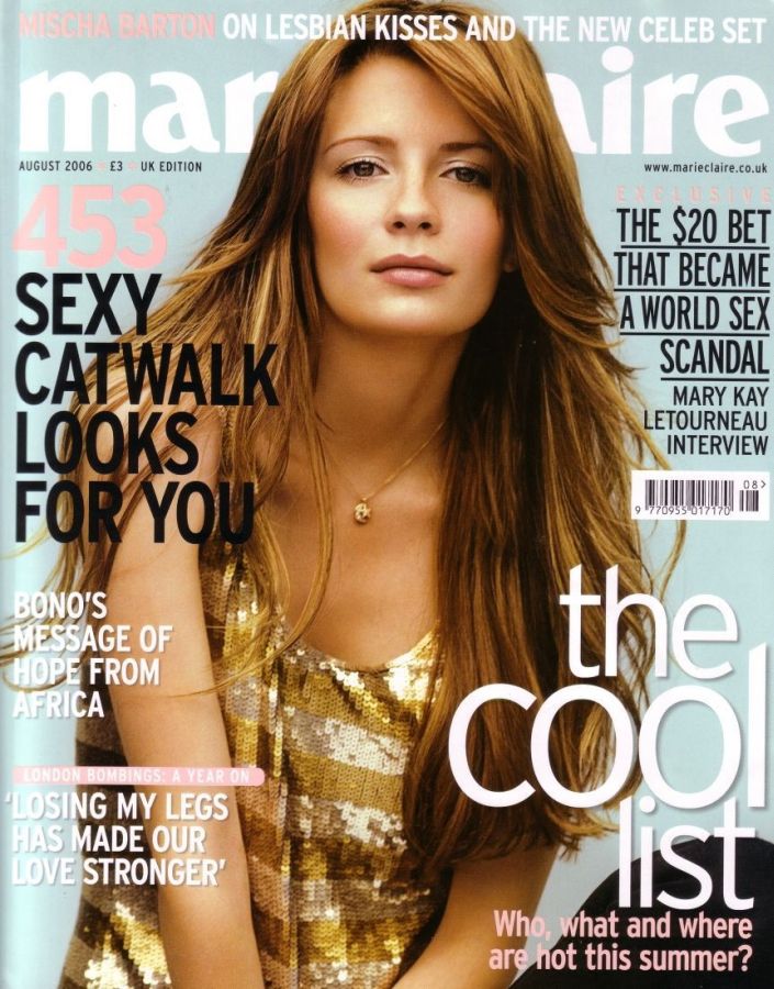 MARIE CLAIRE UK magazine side cover  August 2006