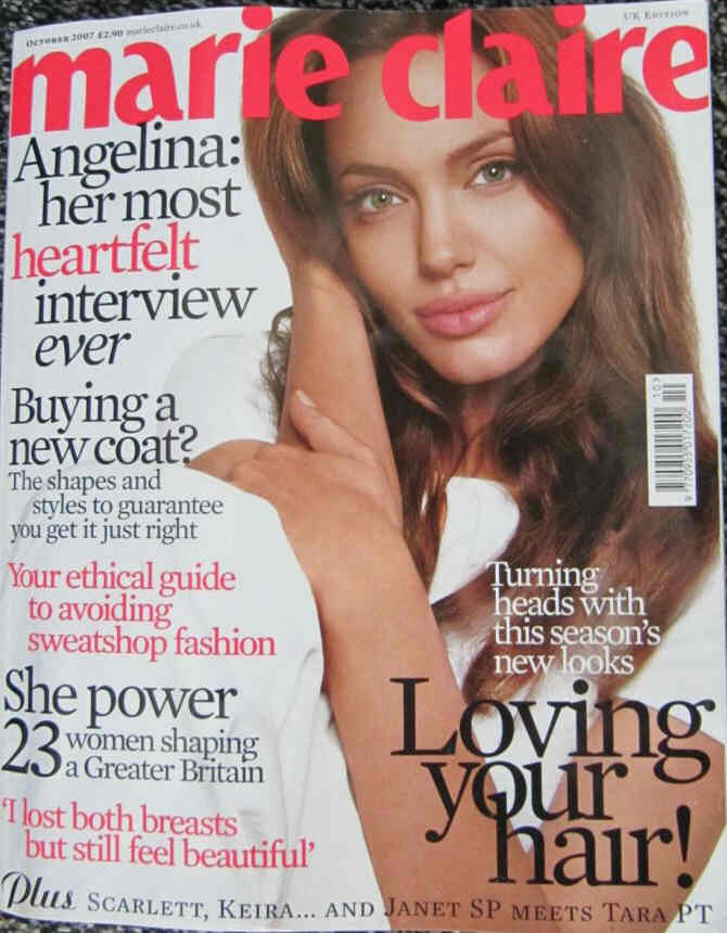 MARIE CLAIRE UK magazine side cover  October 2007