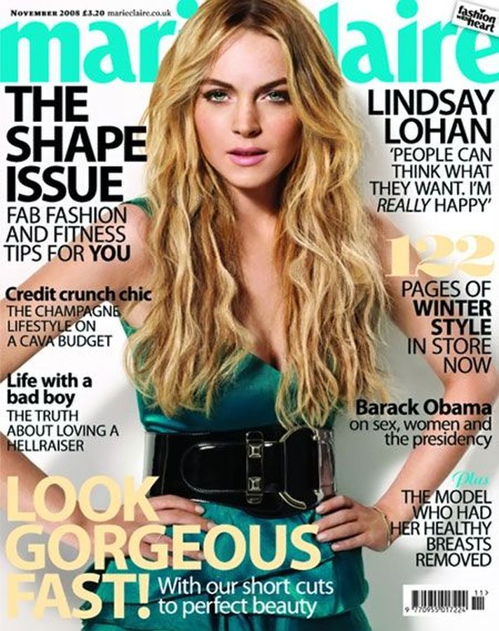 MARIE CLAIRE UK magazine side cover  November 2008