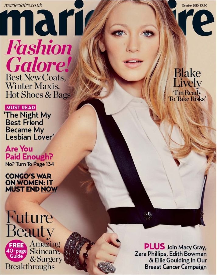 MARIE CLAIRE UK magazine side cover  October 2010