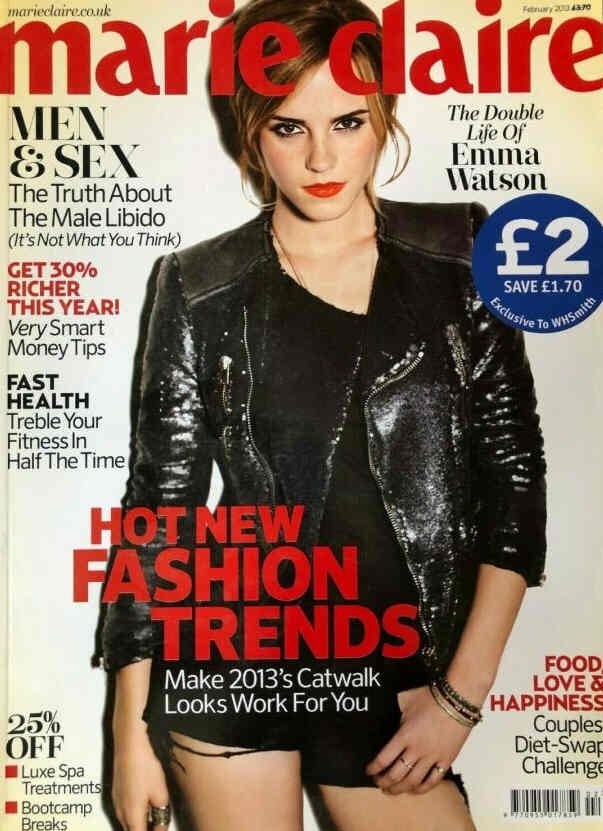 MARIE CLAIRE UK magazine side cover  February 2013