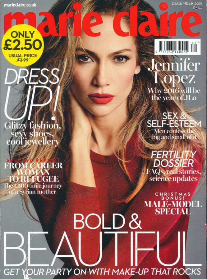 MARIE CLAIRE UK magazine side cover  December 2015