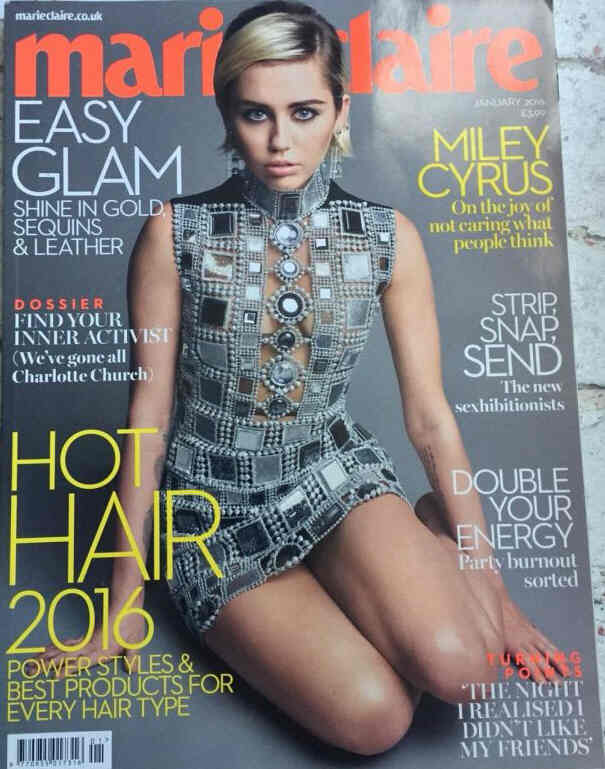 MARIE CLAIRE UK magazine side cover  January 2016