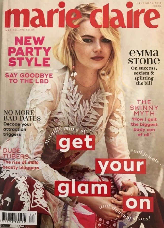 MARIE CLAIRE UK magazine side cover  December 2017