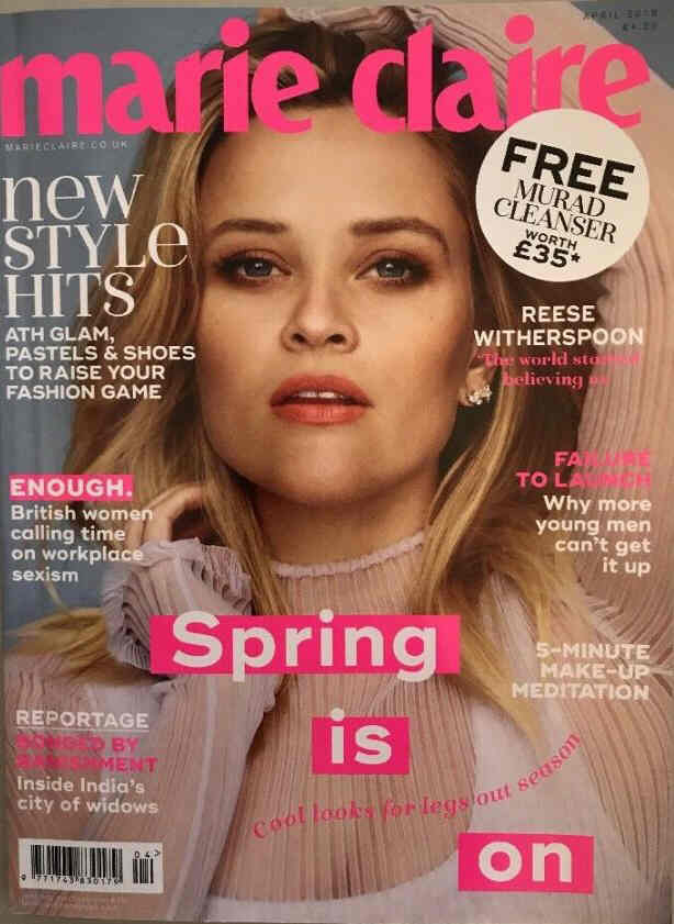 MARIE CLAIRE UK magazine side cover  April 2018