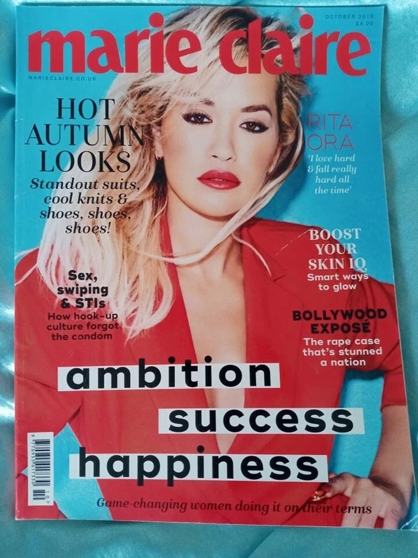 MARIE CLAIRE UK magazine side cover  October 2019
