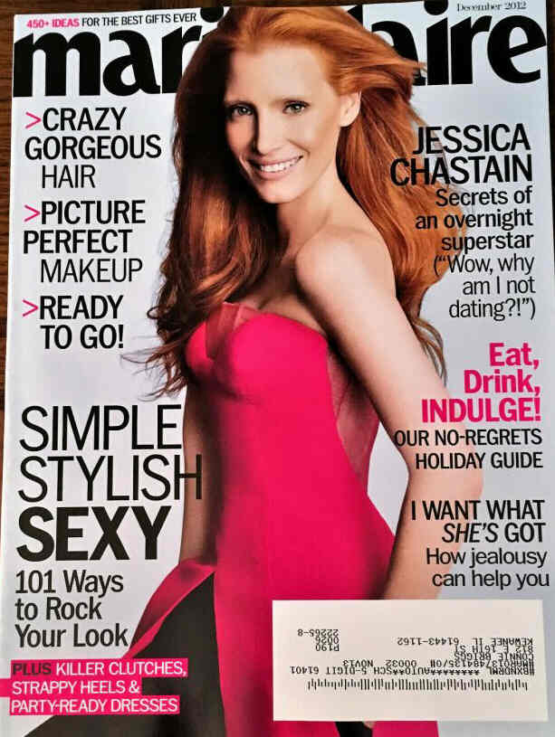 MARIE CLAIRE USA magazine side cover  December 2012