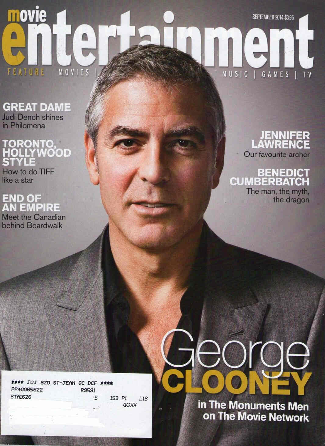 MOVIE ENTERTAINMENT magazine side cover September 2014