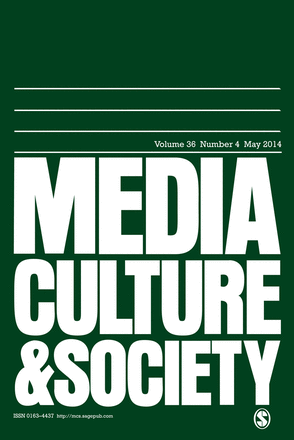 MEDIA CULTURE AND SOCIETY magazine side cover  Vol 36 #4 May 2014