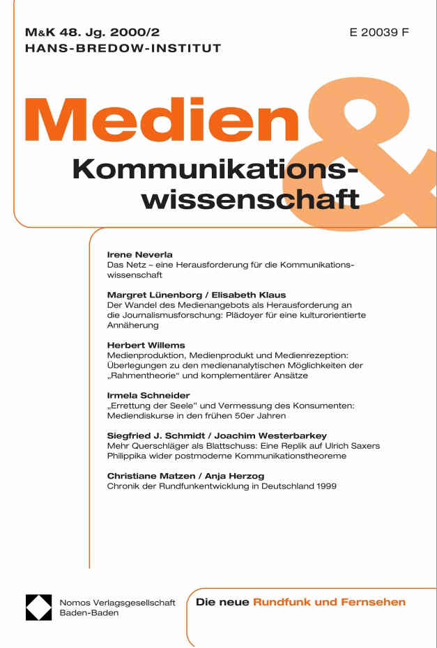 MEDIEN UND KOMMUNIKATIONSWISSENSCHAFT magazine side cover Issue 2  2000