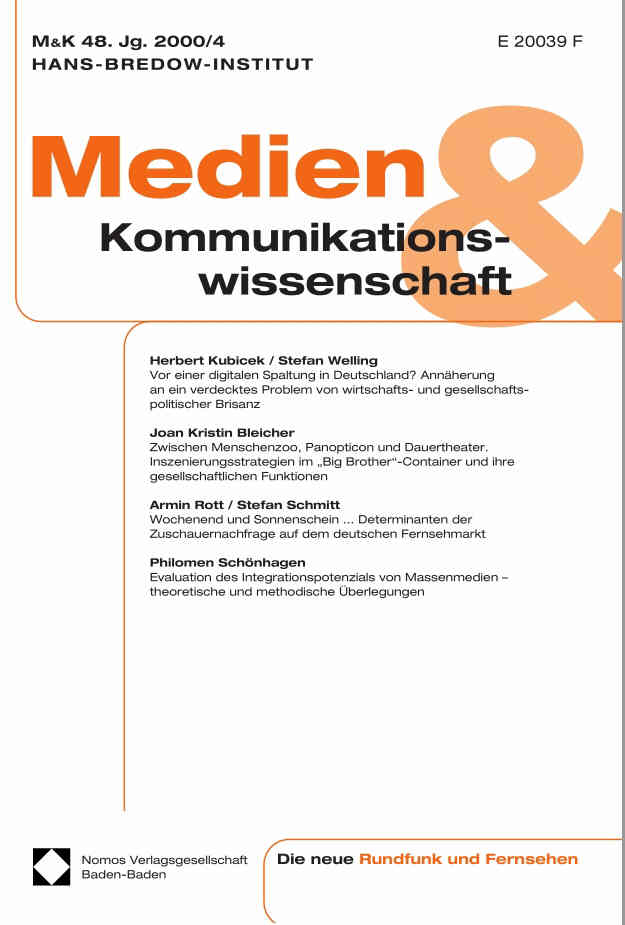 MEDIEN UND KOMMUNIKATIONSWISSENSCHAFT magazine side cover Issue 4  2000