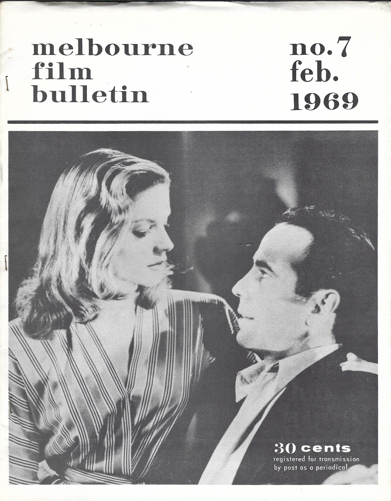 MELBOURNE FILM BULLETIN magazine side cover Issue 7  February 1969