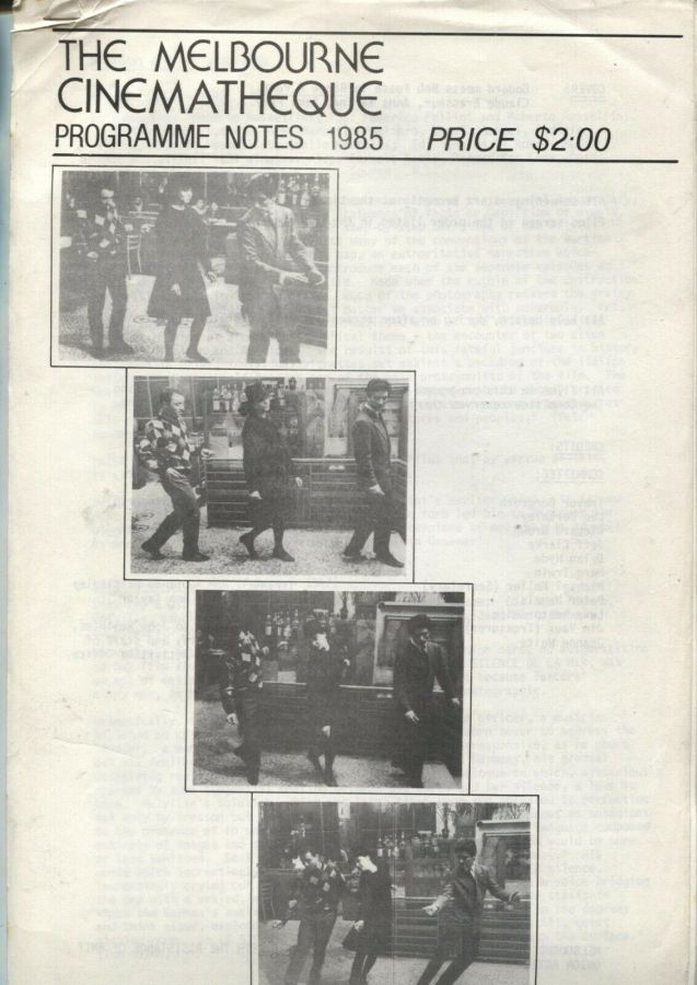 MELBOURNE CINEMATHEQUE magazine side cover   1985