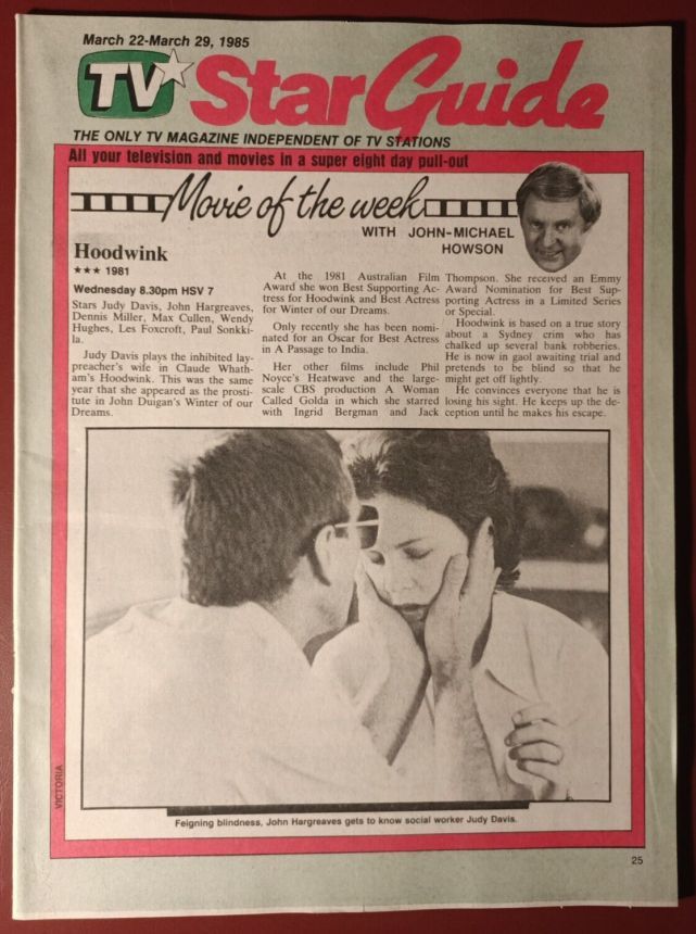 MELBOURNE AND REGIONAL TV GUIDE magazine side cover 22 March 1985