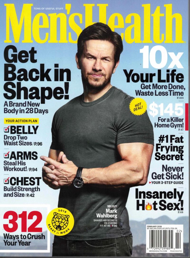 MENS HEALTH USA magazine side cover  February 2018