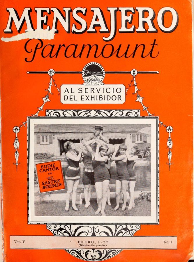 MENSAJERO PARAMOUNT magazine side cover January 1927