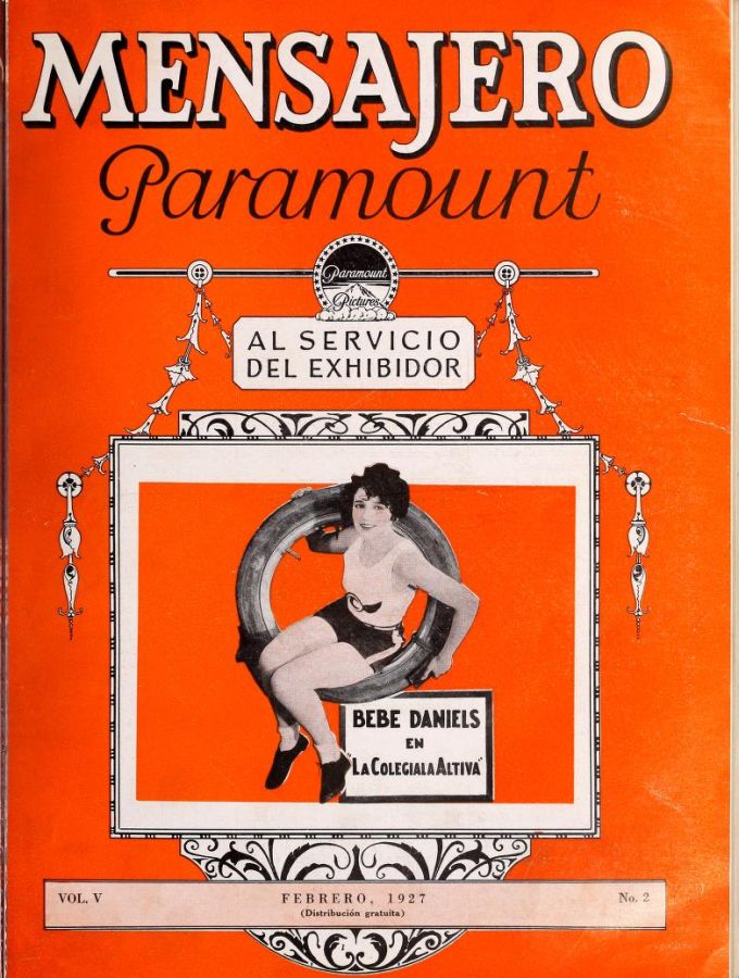 MENSAJERO PARAMOUNT magazine side cover February 1927