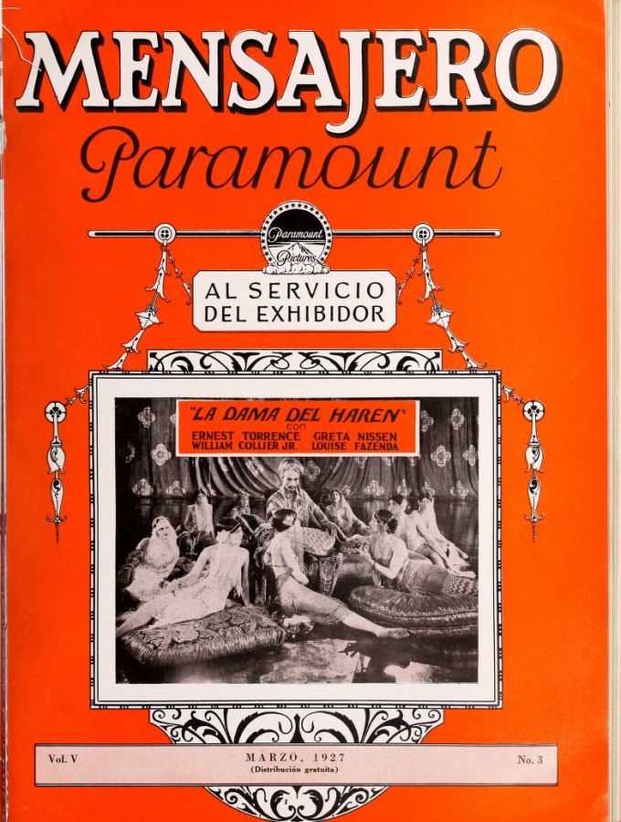 MENSAJERO PARAMOUNT magazine side cover March 1927