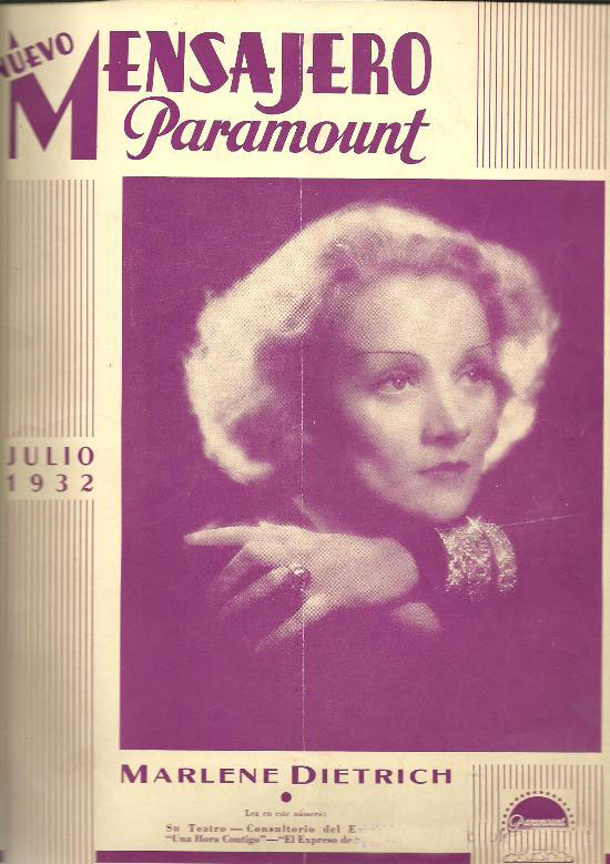 MENSAJERO PARAMOUNT magazine side cover July 1932