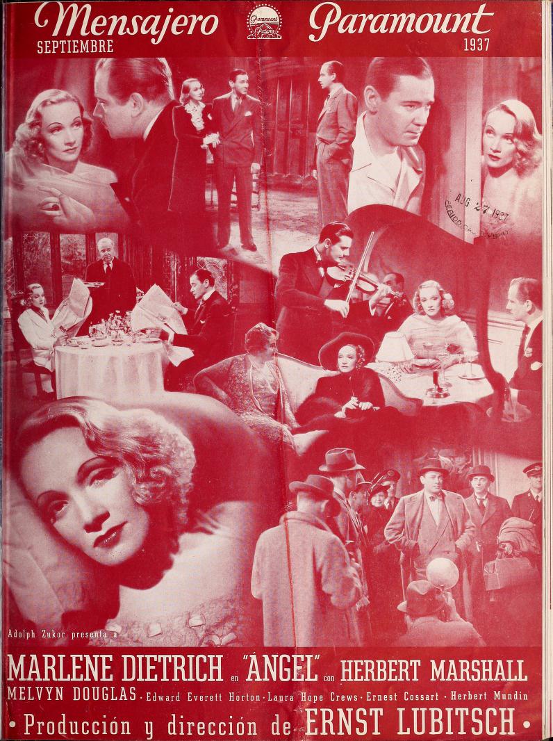 MENSAJERO PARAMOUNT magazine side cover  Vol 22 # 9 September 1937