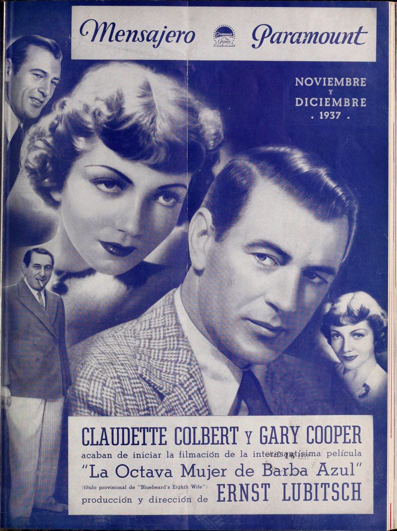 MENSAJERO PARAMOUNT magazine side cover  Vol 22 # 11-12 November-December 1937