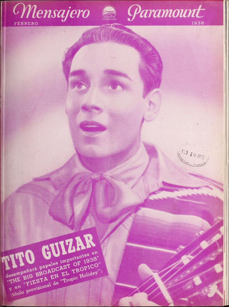 MENSAJERO PARAMOUNT magazine side cover  Vol 23 # 2 February 1938