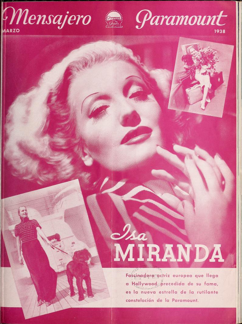 MENSAJERO PARAMOUNT magazine side cover  Vol 23 # 3 March 1938