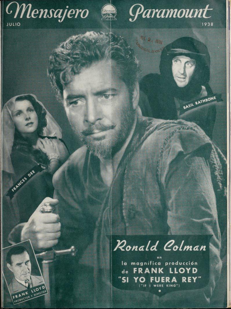MENSAJERO PARAMOUNT magazine side cover  Vol 23 # 7 July 1938