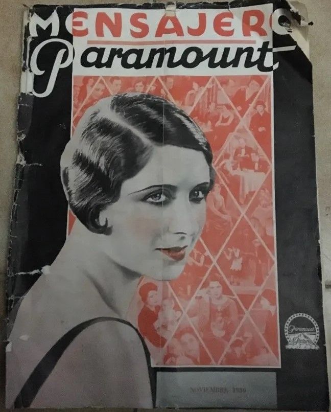 MENSAJERO PARAMOUNT magazine side cover  November 1930