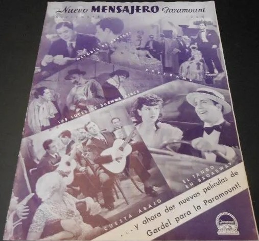 MENSAJERO PARAMOUNT magazine side cover  December 1934