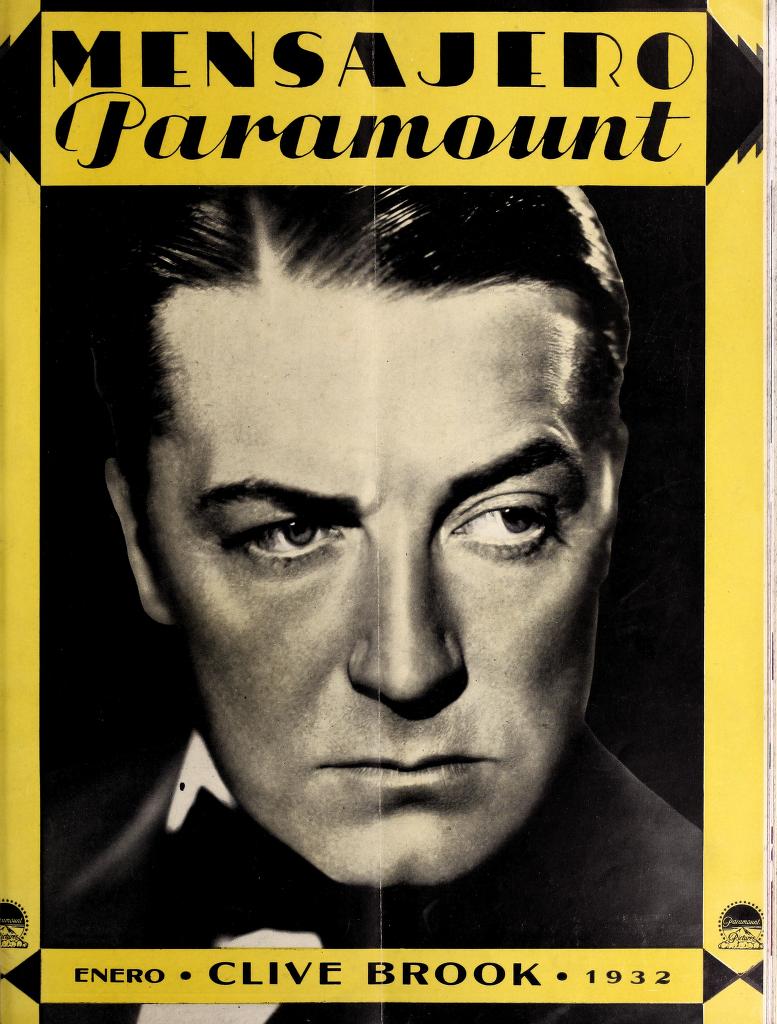 MENSAJERO PARAMOUNT magazine side cover Issue 1  January 1932