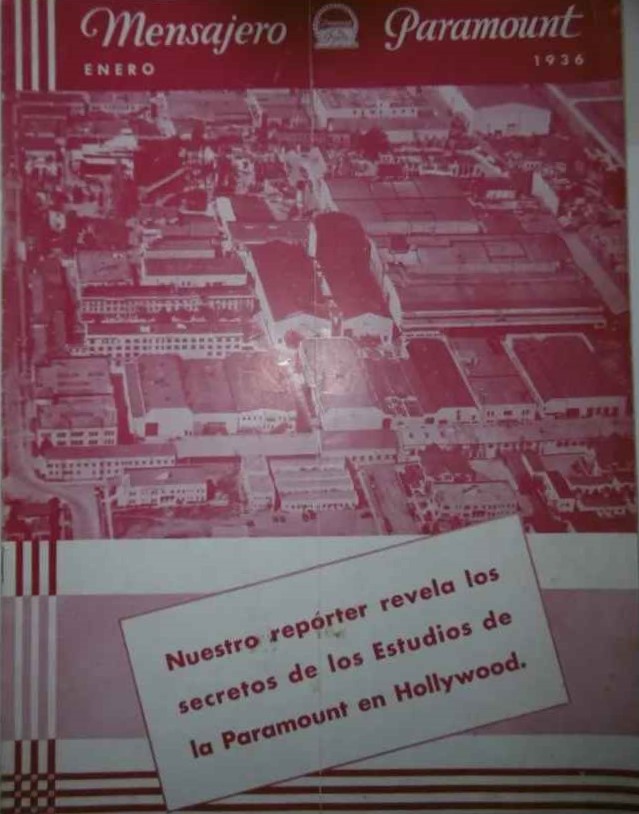 MENSAJERO PARAMOUNT magazine side cover  January 1936