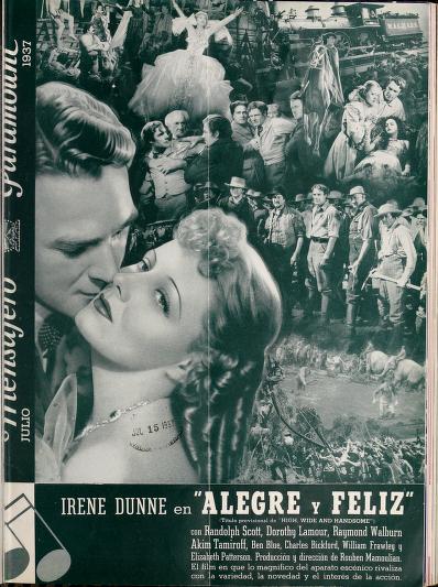 MENSAJERO PARAMOUNT magazine side cover Issue 7  Vol 22 # 7  July 1937