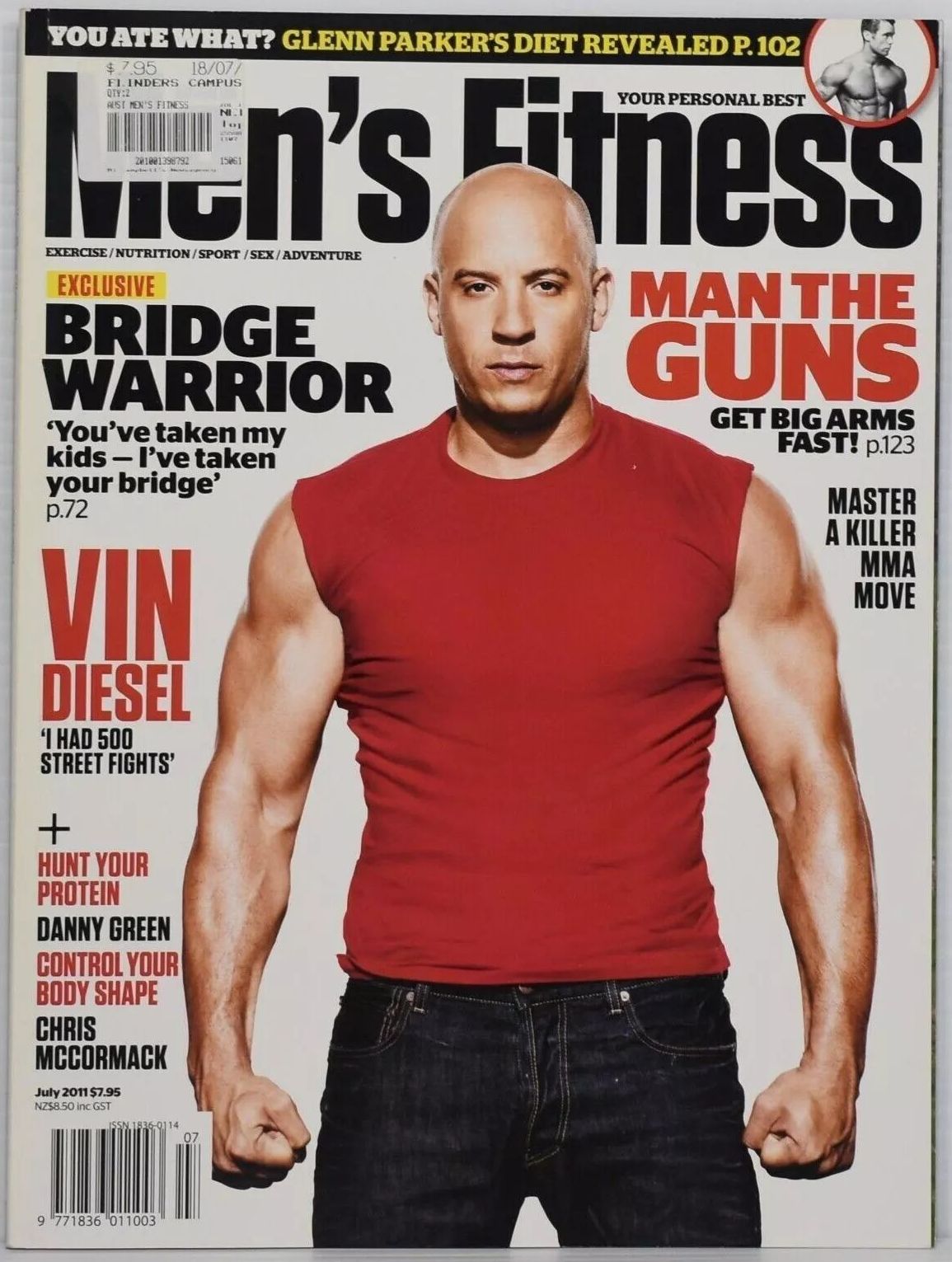 MENS FITNESS AUSTRALIA magazine side cover  July 2011