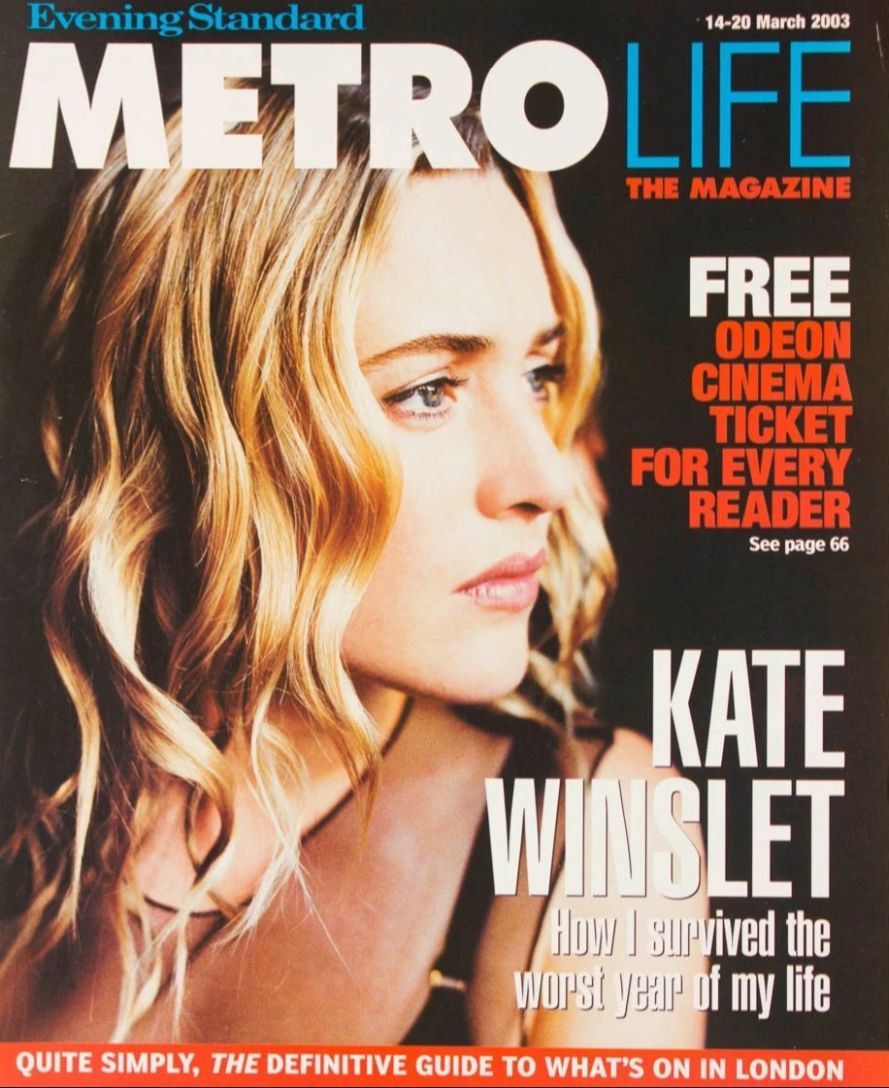 EVENING STANDARD METRO LIFE magazine side cover 14 March 2003
