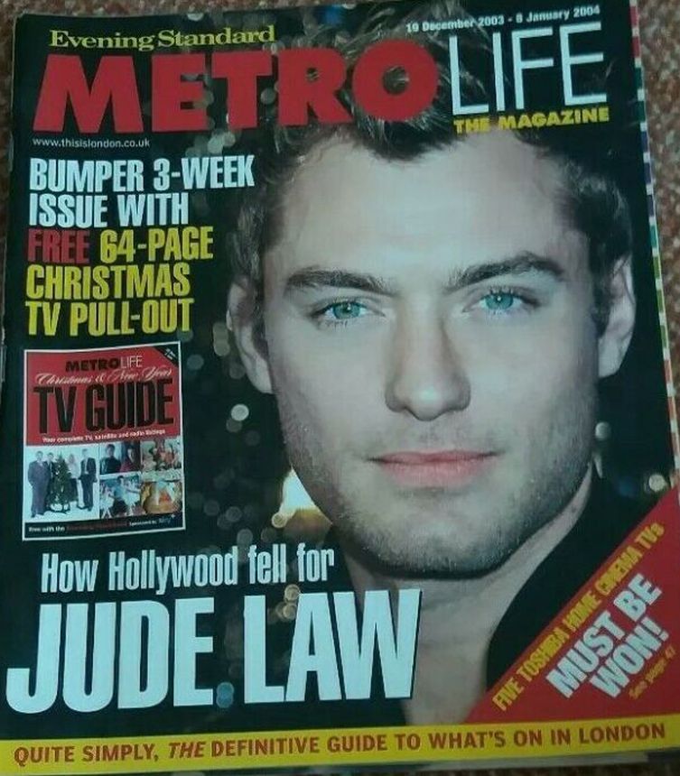 EVENING STANDARD METRO LIFE magazine side cover 19 December 2003