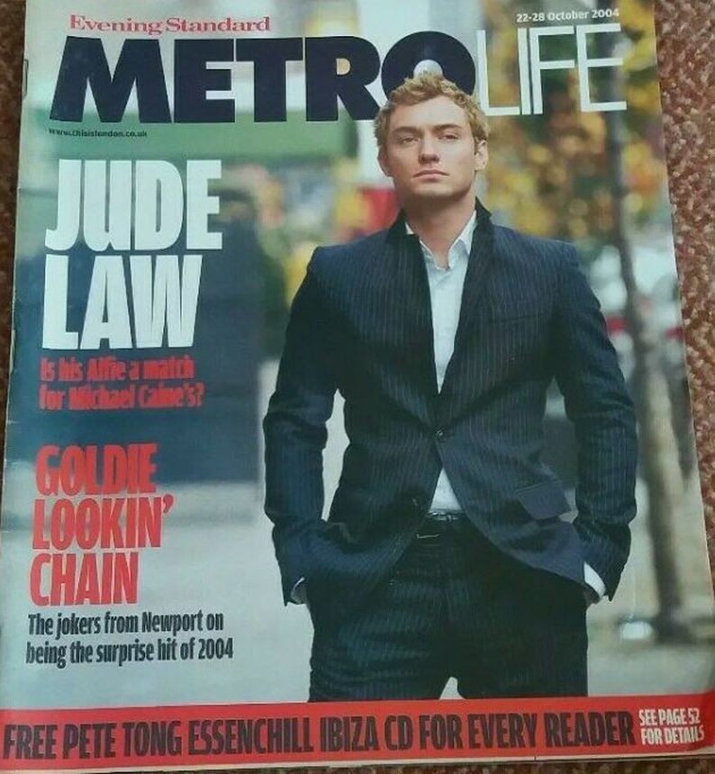 EVENING STANDARD METRO LIFE magazine side cover 22 October 2004
