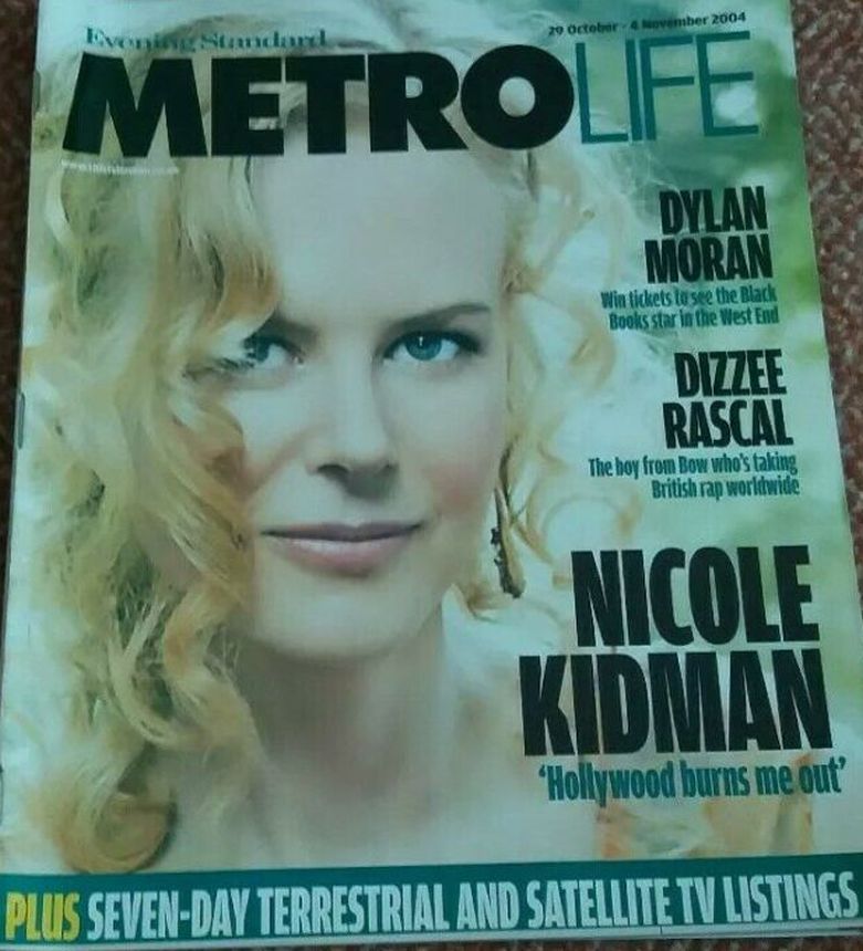 EVENING STANDARD METRO LIFE magazine side cover 29 October 2004