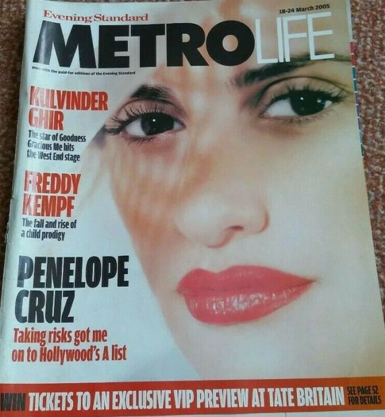 EVENING STANDARD METRO LIFE magazine side cover 18 March 2005
