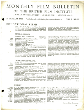 MONTHLY FILM BULLETIN magazine side cover Issue 25 January 1936