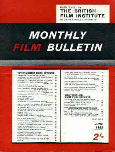 MONTHLY FILM BULLETIN magazine side cover Issue 377 June 1965